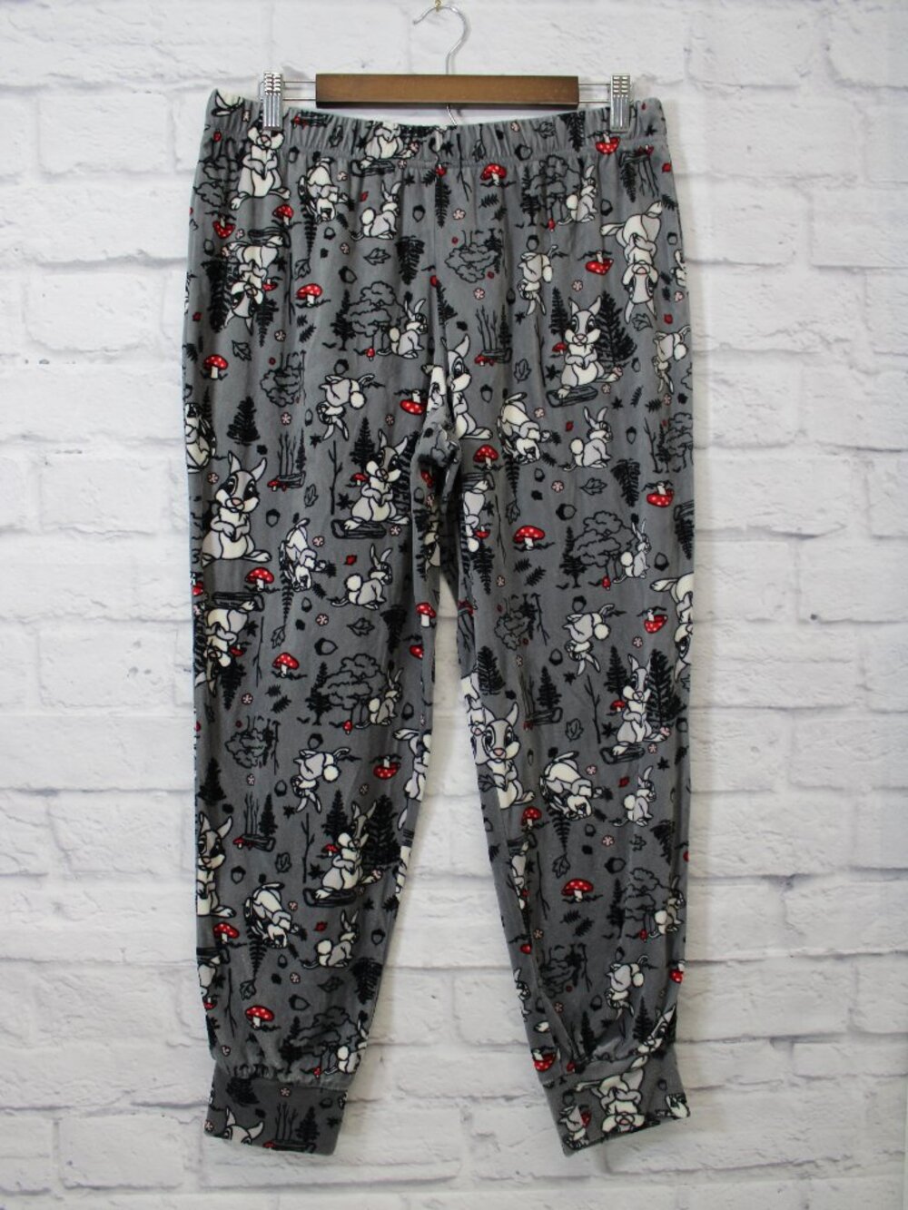 Disney Bambi Large Gray White Thumper Winter Pullon Fleece Lounge Joggers